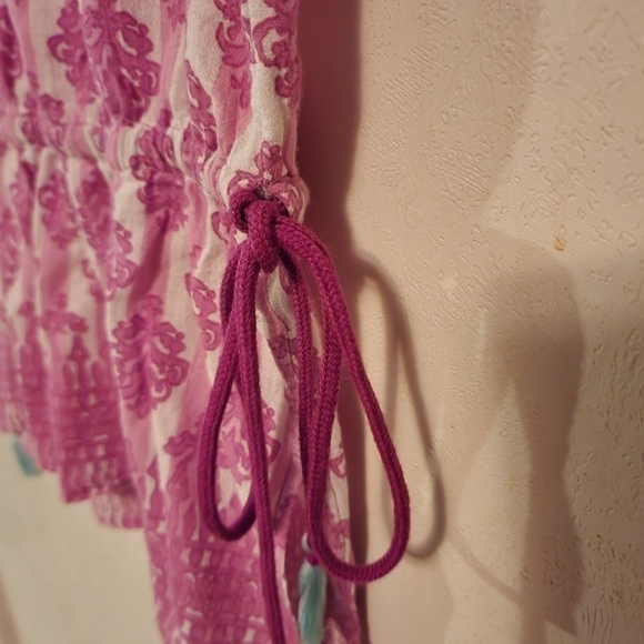 Vineyard Vines Cotton Cover Up Size S Cinched Waist Tassles - Picture 5 of 9